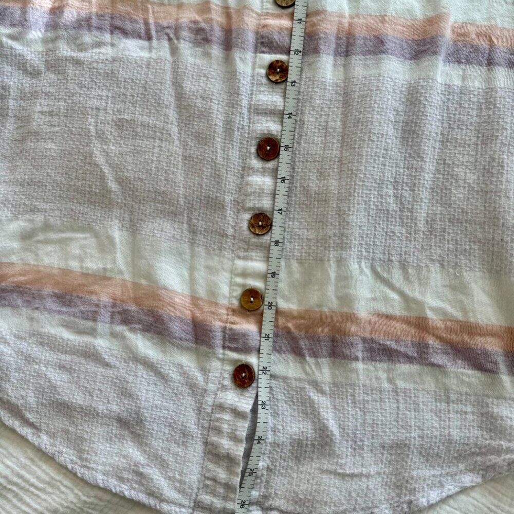 Cotton Gauze Button Back Blouse Women's Medium Coastal Soft Girl Spring Vacation - Picture 10 of 12
